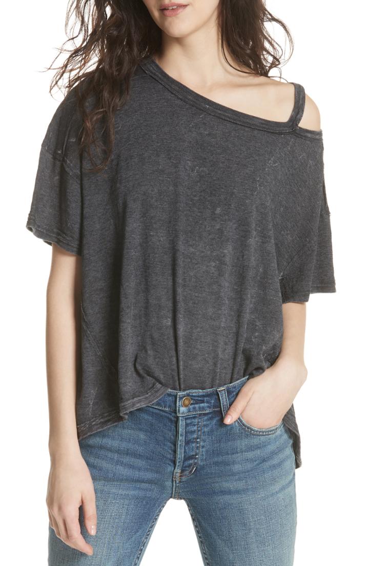 Women's We The Free By Free People Alex Cutout Tee - Grey