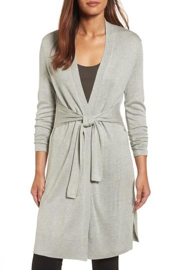 Petite Women's Nic+zoe Silk Blend Trench Cardigan, Size P - Beige