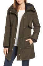 Petite Women's Ellen Tracy Quilted Techno Parka, Size P - Green