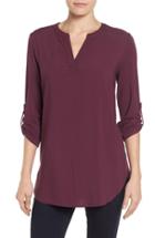Women's Pleione Split Neck Roll Sleeve Tunic - Purple