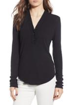 Women's James Perse Ribbed Henley - Black
