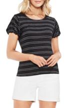 Women's Vince Camuto Striped Short Sleeve Top, Size - Black