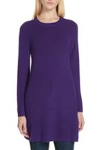 Women's Eileen Fisher Round Neck Merino Wool Tunic - Purple