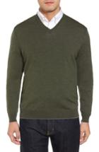 Men's Thomas Dean Merino Wool Blend V-neck Sweater - Green