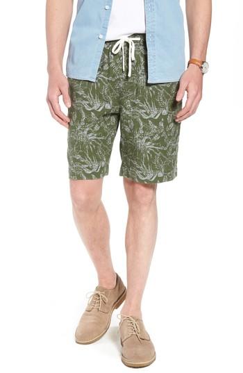 Men's 1901 E-waist Print Linen Blend Shorts - Green