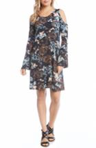 Women's Karen Kane Cold Shoulder Floral A-line Dress - Blue