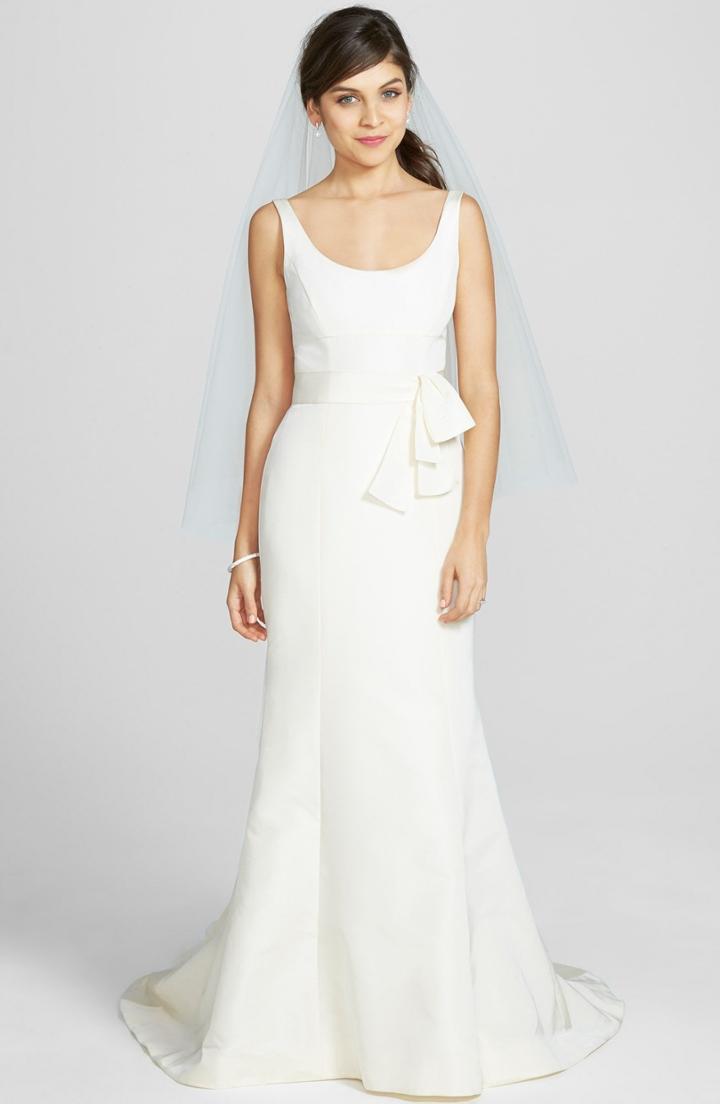 Women's Amsale 'cate' Faille De Soie Fit & Flare Dress, Size In Store Only - Ivory