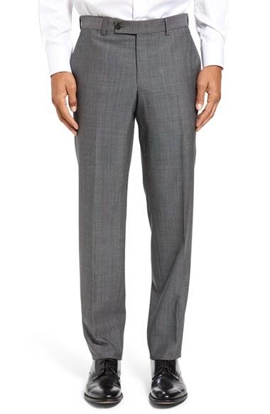 Men's Ted Baker London Jefferson Flat Front Solid Wool Trousers R - Grey