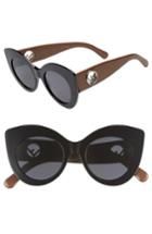 Women's Fendi 50mm Oversized Cat Eye Sunglasses - Black/ Brown