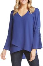 Women's Karen Kane Split Front Tie-sleeve Top - Blue