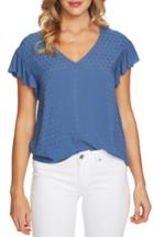 Women's Cece Flutter Sleeve Jacquard Blouse, Size - Blue