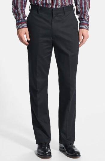 Men's Berle Flat Front Wrinkle Resistant Cotton Trousers X 34 - Black