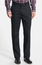 Men's Berle Flat Front Wrinkle Resistant Cotton Trousers X 34 - Black