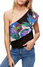 Women's Free People Annka Ruffle One-shoulder Tank - Black