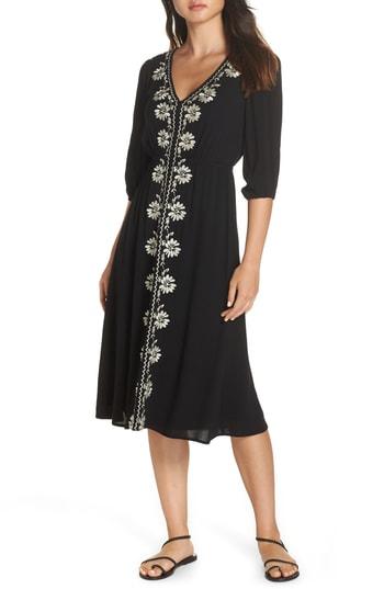Women's Thml Embroidered Midi Dress - Black