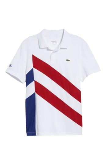 Men's Lacoste Asymmetrical Colorblocked Polo (l) - White