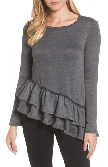 Women's Caslon Ruffle Hem Top - Black