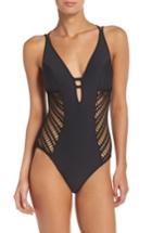 Women's Robin Piccone Cameron Plunge One-piece Swimsuit - Black