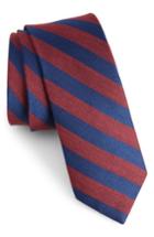 Men's The Tie Bar Lumber Stripe Silk & Linen Tie, Size - Burgundy