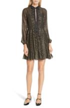 Women's Red Valentino Metallic Polka Dot Silk Blend Minidress Us / 48 It - Black