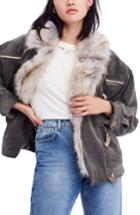 Women's Free People Windy City Faux Fur Trim Jacket - Grey