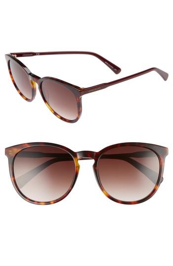 Women's Longchamp 56mm Round Sunglasses - Havana Burgundy