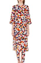 Women's Akris Diamond Print Silk Crepe Dress - Orange