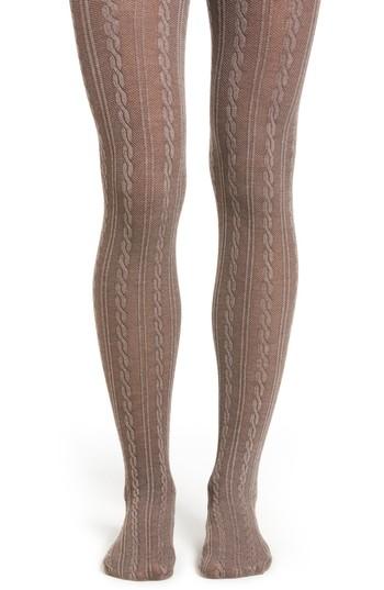 Women's Nordstrom Cable Sweater Tights - Brown