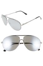 Women's Tom Ford 'cliff' 61mm Aviator Sunglasses - Shiny Ruthenium/ Smoke Mirror