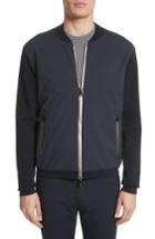 Men's Emporio Armani Regular Fit Mixed Media Bomber Jacket - Blue