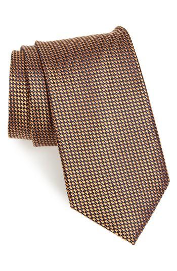 Men's Nordstrom Men's Shop Lairson Micro Silk Tie, Size - Orange