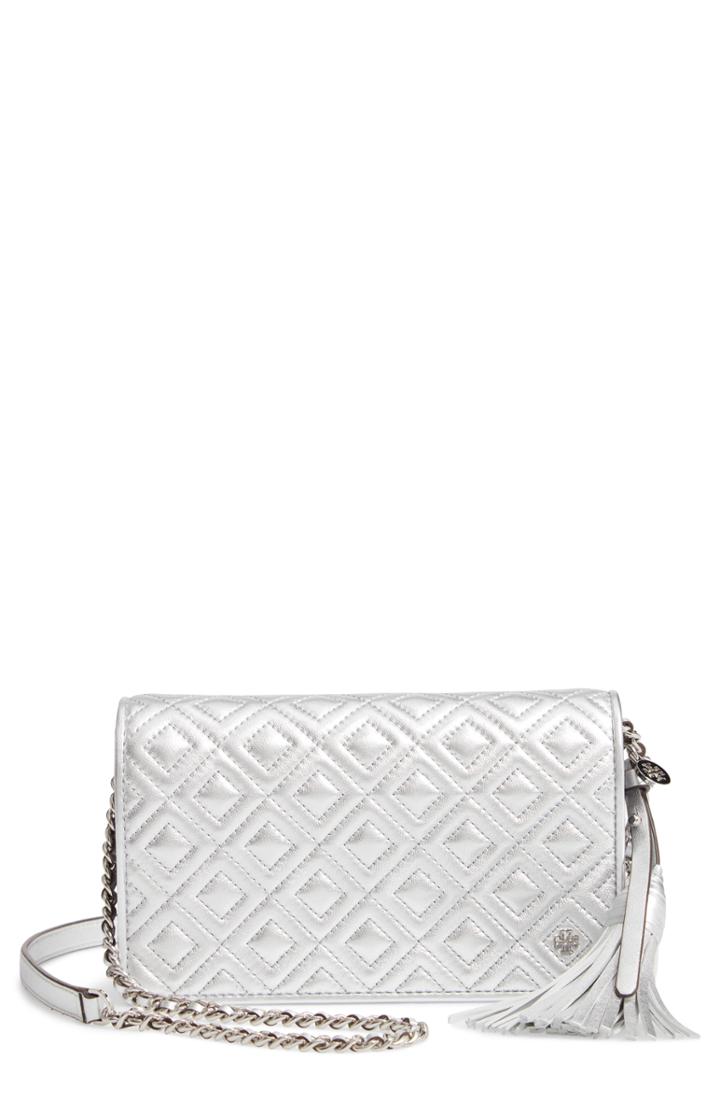 Women's Tory Burch Fleming Quilted Metallic Leather Continental Wallet - Metallic