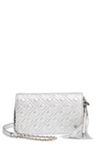 Women's Tory Burch Fleming Quilted Metallic Leather Continental Wallet - Metallic