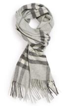 Women's Burberry Heritage Giant Check Fringed Cashmere Muffler, Size - Grey