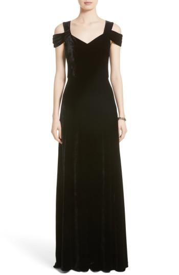 Women's St. John Collection Cold Shoulder Velvet Gown