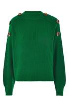 Women's Topshop Button Slash Knit Sweater Us (fits Like 0) - Green