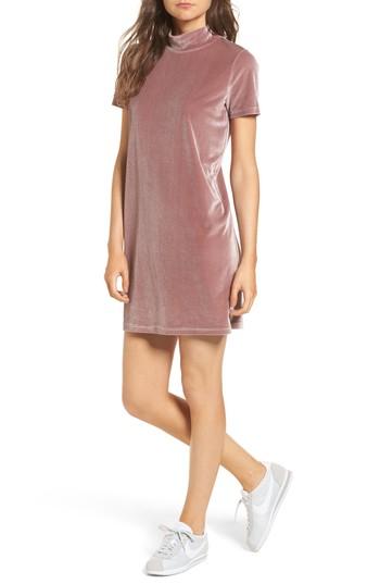 Women's Madewell Velvet Mockneck Shift Dress, Size - Purple