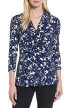 Women's Chaus Palace Vines Faux Wrap Top - Blue