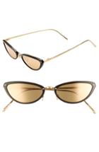 Women's Linda Farrow 50mm Cat Eye Gold Trim Sunglasses - Black/ Yellow Gold