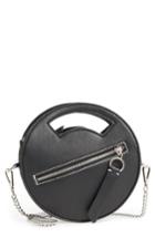 Topshop Premium Leather Mini Circle Crossbody Bag - Black