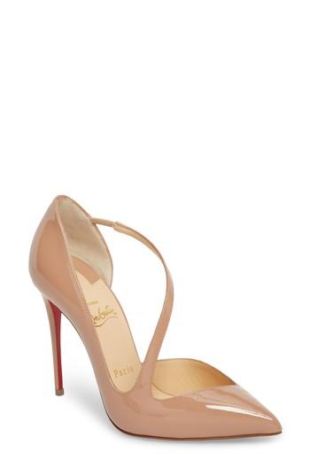 Women's Christian Louboutin Strappy Half D'orsay Pump Us / 34eu - Beige