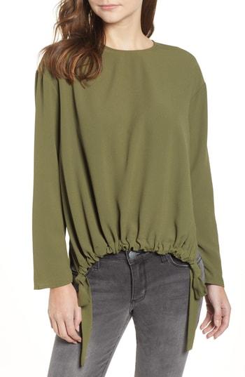 Women's Trouve Draped Back Tie Blouse - Green