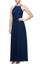 Women's Alex Evenings Crystal Embellished Halter Gown - Blue