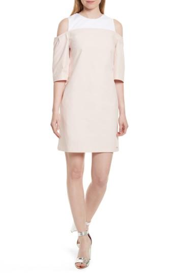 Women's Ted Baker London Janoo Cold Shoulder Shift Dress - Pink