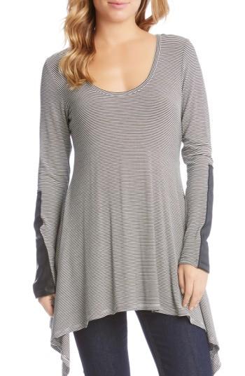 Women's Kane Kane Faux Leather Patch Stripe Top