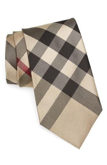 Men's Burberry Clinton Check Silk Tie, Size - Beige