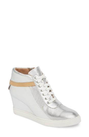 Ash Beck Iridescent Leather Wedge Sneaker, Sheen Pink