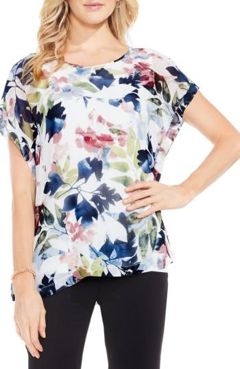 Women's Vince Camuto Garden Expressions Cap Sleeve Crepe Blouse
