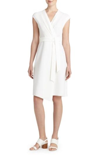 Women's Lafayette 148 New York 'grayson' Mixed Media Faux Wrap Dress