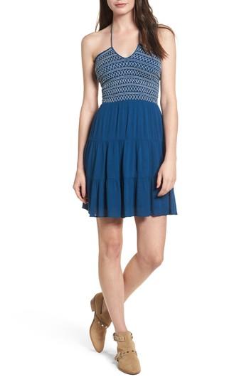 Women's Lost + Wander Smocked Sailor Minidress - Blue